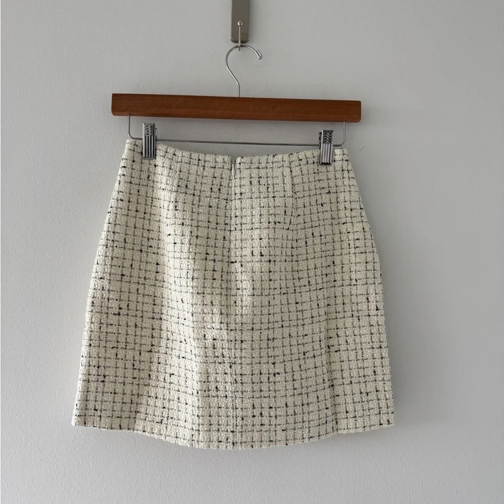 ANINE BING NWT Mateo Tweed Ivory Mini Skirt